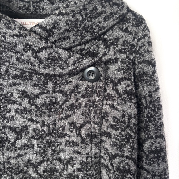 Ellen Tracy Wool Blend Floral Sweater With a Single Button Wrap Closure - Picture 4 of 6